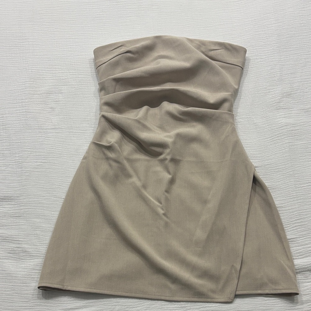 White Fox Boutique Strapless Beige Dress
